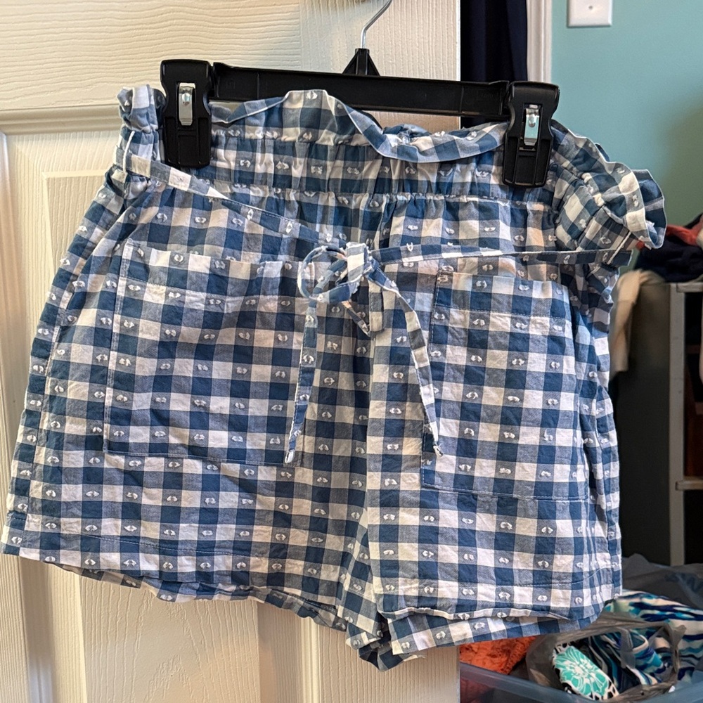 LC Lauren Conrad Blue Plaid High Waist Shorts Small